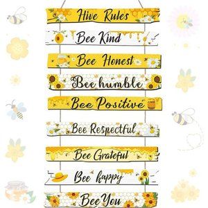 Humble Bee Sign Hive Rules Plaque Gift Christmas Bee Wall Ornament for Xmas Home